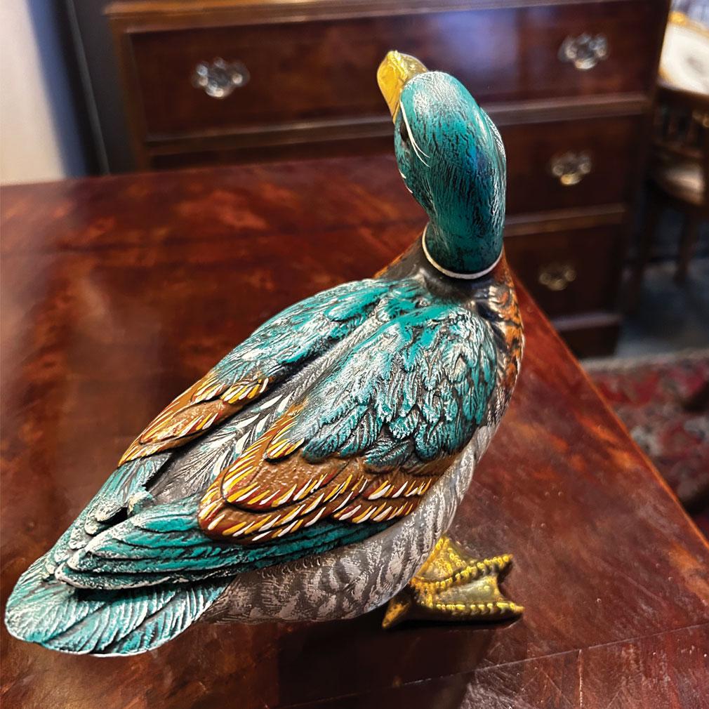 Malevolti - Rare Duck Sculpture - Signed Italian Bronze and Resin