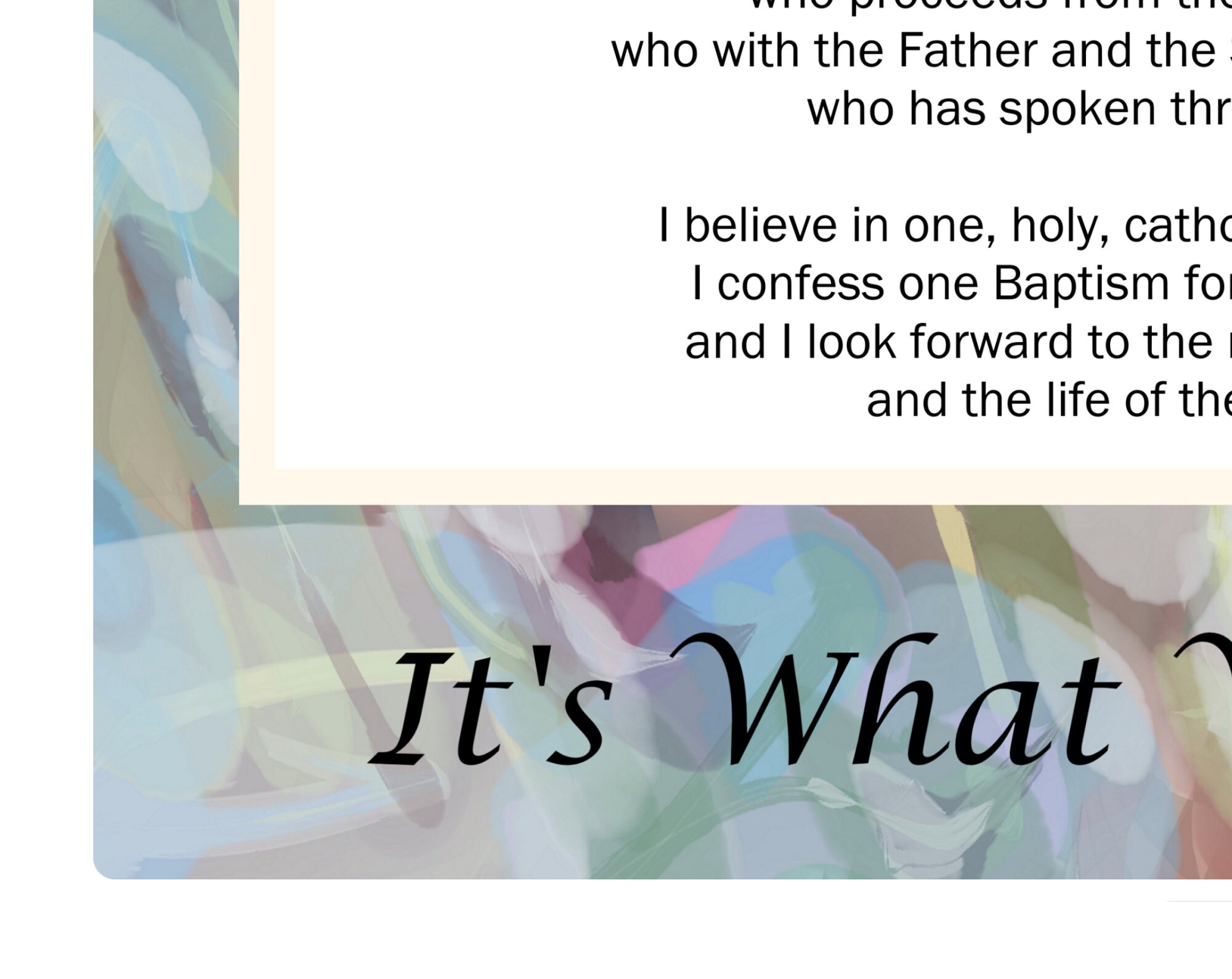 Printable Nicene Creed 16in X 20in Poster With Original Art, A