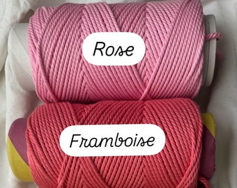 Filo macramè ritorto 4 mm - 14 colori disponibili - Corda di cotone per macramè, decorazioni fai da te, piante da appendere