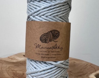 BLU PASTELLO Cordino macramè da 3 mm facile da spazzolare ideale per intrecci