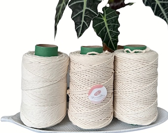 Corda macramè naturale pettinata da 3/4/5 mm, lunghezza 310 metri. Cavo macramè da 5 mm per tessitura