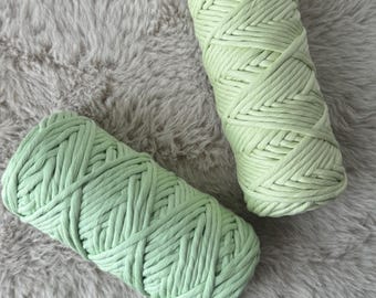 Filato per macramè 3 mm verde pastello e verde pistacchio – 250 g – 100% cotone – Filato pettinato fai da te – Decorazione da parete con rocchetto per macramè, da appendere, arcobaleno