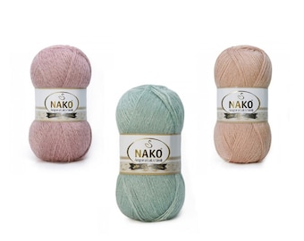 Nako Angora luks simli, Filato all'uncinetto, Filato per maglieria, BabyYarn, Filato acrilico, Filato Amigurumi, Tessili per la casa, Filato per scialle, Filato per sciarpa
