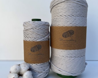MOON 75M o 160M Corda Macrame 3mm, filo Macrame, 100% cotone pettinato,