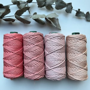 Corda per macramè pettinata qualità lusso Filo macramè 3mm colori rosa