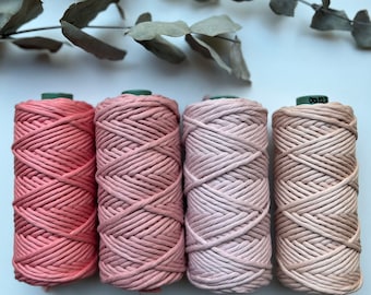 Corda per macramè pettinata qualità lusso Filo macramè 3mm colori rosa