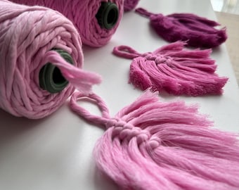 Filato per macramè 3 mm rosa caramella, rosa, magenta – 250 g – 100% cotone – Filato per macramè fai da te di alta qualità per decorazioni, appesi, da appendere alla parete