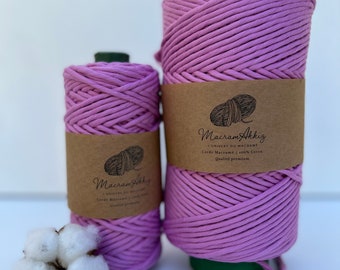 ROSE CANDY 3mm 75M Corda di cotone pettinato per macrame Luxe Quality, filo macrame, bobina Macrame