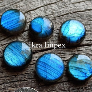 AAA Natural Labradorite Cabochon Round Shape Labradorite Gemstone, Smooth Polished Supper Flashy Rounds For Making Jewelry.. image 2