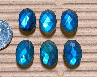 100% natürlicher Labradorit Beidseitig facettierter blauer Feueredelstein-ovale Form-loser Labradorit, Größe-6x8 - 20 x 30 MM-Schmuck, der Cabochon macht
