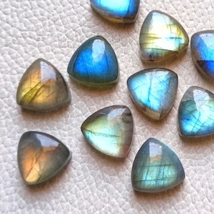 Natural Labradorite Wholesale Gemstone Triangle Shape 12 MM 11 Pieces Available. AAA+ Grade Labradorite Loose Cabochon Making All jewelry !!