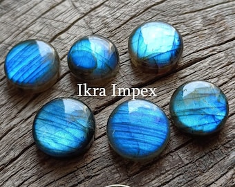 AAA+ Labradorite naturale Cabochon di forma rotonda Labradorite Gemma, tondi appariscenti lisci e lucidati per realizzare gioielli.