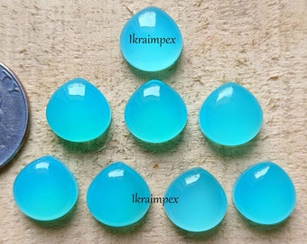 Paraiba Chalcedon ~ Herzform Chalcedon, Größe: - 5 mm bis 30 mm Lose Cabochon mit flachem Rücken, Herzform Loser Edelstein Cabochon !!