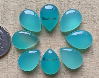 Paraiba Chalcedony ~ Pear Shape Size - 6x4 To 20x30 MM Paraiba Chalcedony For Jewelry Making Pear Shape Loose Cabochon For Earrings !!