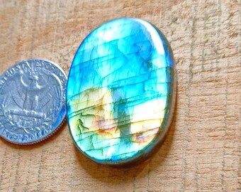 100% Natural Blue Flashy Labradorite, Oval Shape Cabochon Gemstone Size:- 39x27x7 MM Loose Gemstone, Best For Making jewelry !!