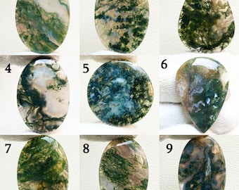 Lotto di cabochon di agata muschiata 100% naturale – Gemme lucidate a mano per incastonatura in filo metallico, creazione di gioielli, lotto all'ingrosso, retro piatto.