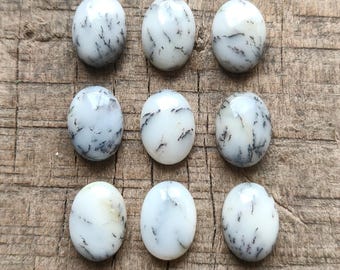 Oval Shape Natural Dendrite Agate, Size-5x7 mm to 20x30mm One Side Flat Smooth Polished Dendrite Agate, Natural Dendrite For Jewelry.