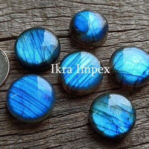 AAA Natural Labradorite Cabochon Round Shape Labradorite Gemstone, Smooth Polished Supper Flashy Rounds For Making Jewelry.. image 8