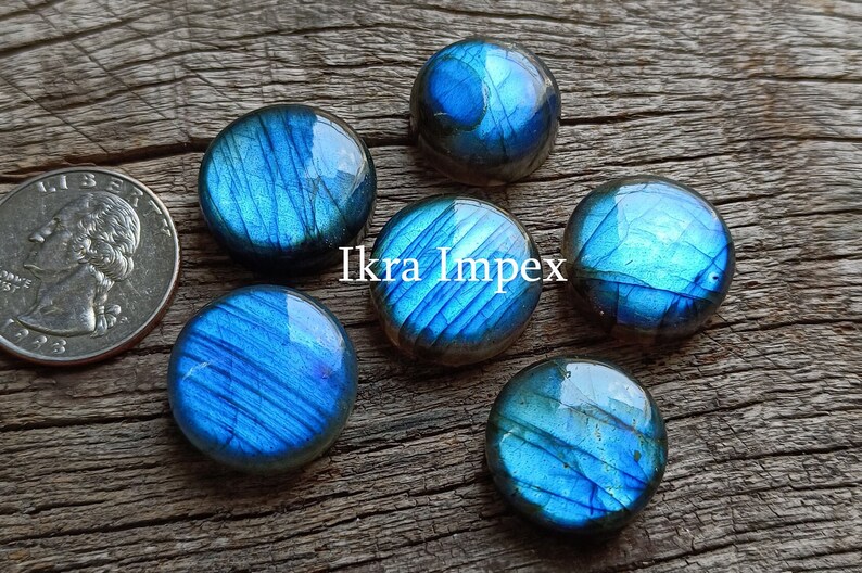 AAA Natural Labradorite Cabochon Round Shape Labradorite Gemstone, Smooth Polished Supper Flashy Rounds For Making Jewelry.. image 8