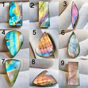 AAA Natural Multi Fire Purple Labradorite Cabochons – Smooth Polished Loose Gemstone Lot for Jewelry Making, Gift for her.