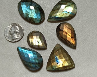 100% Natural Blue & Green Flash Labradorite faceted Mix Shape Size, 6 Pieces Wholesale Price Loose Gemstone For Making Jewelry, !!