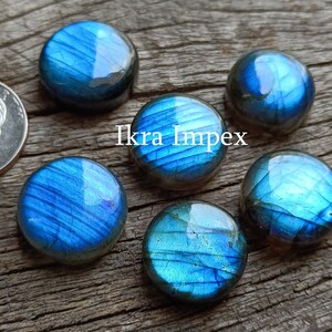 AAA Natural Labradorite Cabochon Round Shape Labradorite Gemstone, Smooth Polished Supper Flashy Rounds For Making Jewelry.. image 9