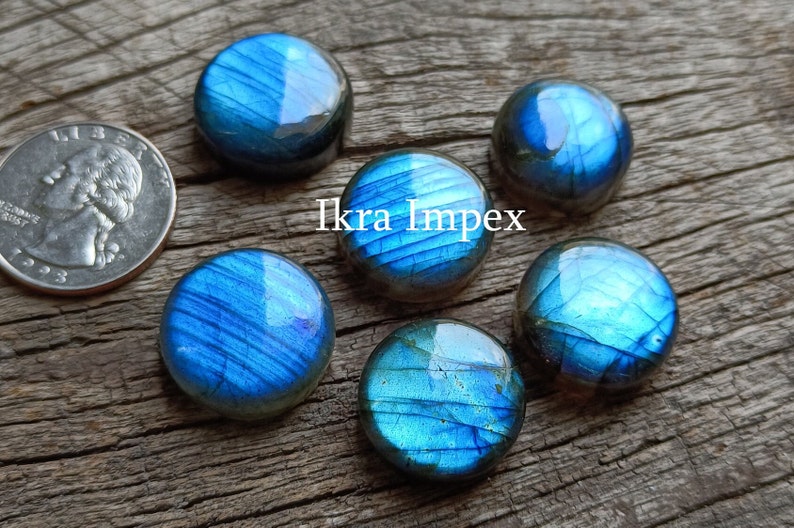 AAA Natural Labradorite Cabochon Round Shape Labradorite Gemstone, Smooth Polished Supper Flashy Rounds For Making Jewelry.. image 9