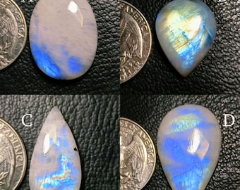 Blue Flashy Rainbow Monstone, Natural Crystal Moonstone, Top Quality Gemstone, Natural Moonstone Cabochon, Jewelry Making Moonstone !!