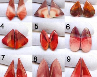 Coppia di cabochon di diaspro Mookaite AAA, lisci e lucidati, pietre preziose abbinate, diaspro australiano naturale, cabochon sciolti.