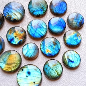 Natural Labradorite Smooth Gemstone Wholesale Lot Round Shape Available ! Blue Flashy Labradorite Loose Cabochon Making All Jewelry !!!