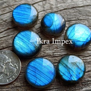 AAA Natural Labradorite Cabochon Round Shape Labradorite Gemstone, Smooth Polished Supper Flashy Rounds For Making Jewelry.. image 3