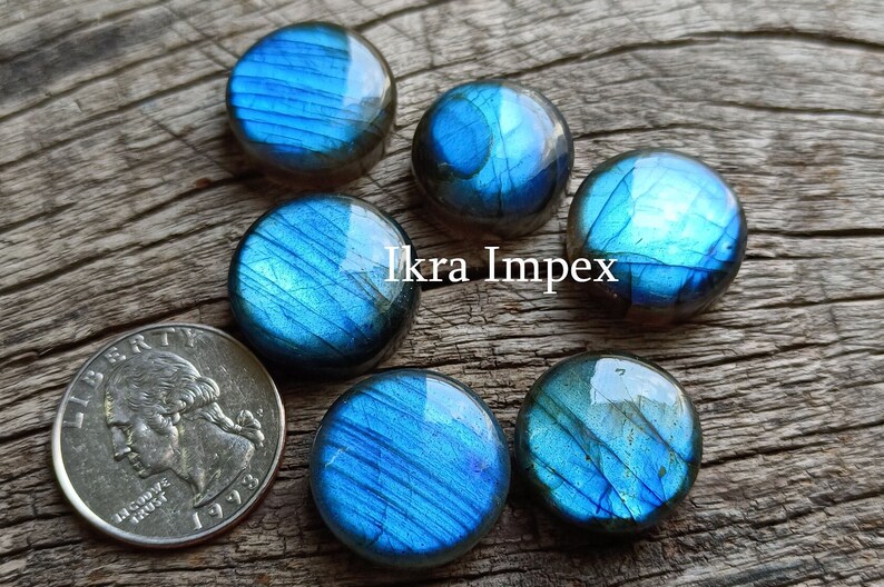 AAA Natural Labradorite Cabochon Round Shape Labradorite Gemstone, Smooth Polished Supper Flashy Rounds For Making Jewelry.. image 3