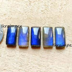 Cabochon de labradorite super flashy ~ Blue Fire 5 x 10 à 15 x 40 mm, pierre germinale en forme de rectangle à dos plat, pierres précieuses polies à la main en gros !!!
