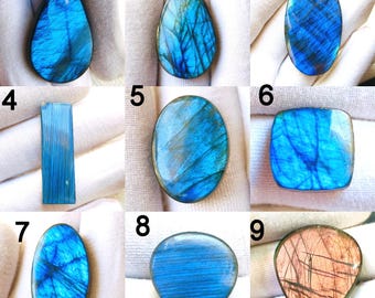 AAA Natural Labradorite Cabochon Lot | Multi-Flash Fire Polished Flat Back Stones for Wire Wrapping & Jewelry Making Genuine.