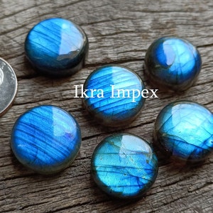 AAA Natural Labradorite Cabochon Round Shape Labradorite Gemstone, Smooth Polished Supper Flashy Rounds For Making Jewelry.. image 5