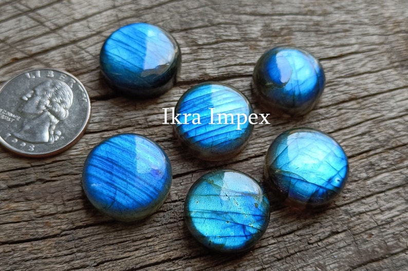 AAA Natural Labradorite Cabochon Round Shape Labradorite Gemstone, Smooth Polished Supper Flashy Rounds For Making Jewelry.. image 5