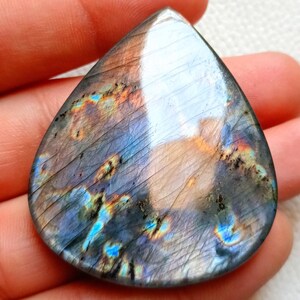 Pear shape labradorite gemstone natural labradorite cabochon purple & blue flashy. polished labradorite Making all jewelry !!!
