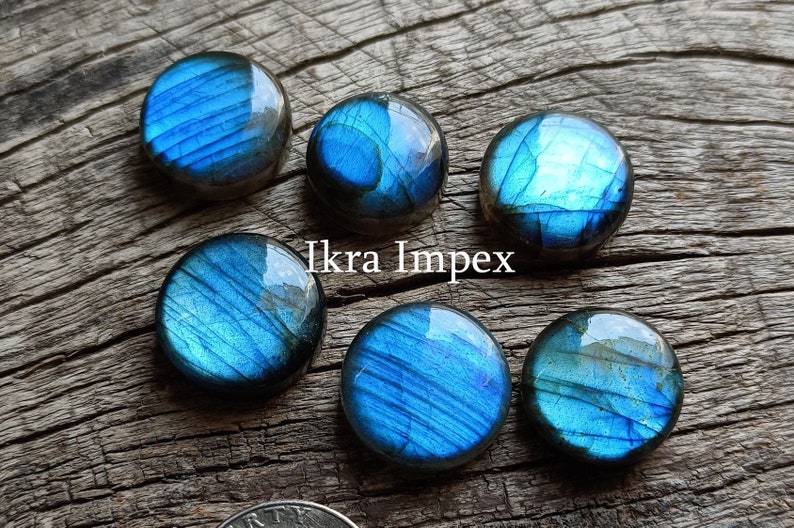 AAA Natural Labradorite Cabochon Round Shape Labradorite Gemstone, Smooth Polished Supper Flashy Rounds For Making Jewelry.. image 2