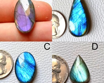 Mix Shape Loose Labradorite Cabochon Gemstone. High Hand Polish Labradorite Gemstone, Purple Blue Natural Fire Cabochon...