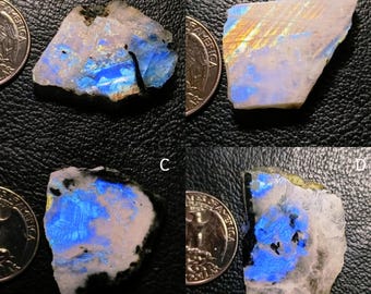 Blue Flashy Rainbow Moonstone Rough , Polished Moonstone Raw, Moonstone Slab Mix Shape & Size Best For Wire Wrapped Jewelry.