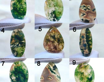 Cabochon di agata muschiata naturale AAA+ di forma mista / Pietra preziosa con retro piatto per la creazione di gioielli / Pietra sciolta di agata muschiata verde / Pietra per ciondolo con avvolgimento in filo metallico