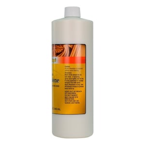 May include: A white bottle of Fiebing's Leather Resolene, a leather finish and conditioner. The bottle is 16 oz (446 ml) and has a yellow label with black text. The label includes instructions for use and a warning to keep out of reach of children.