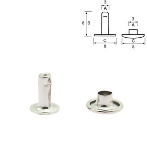 RIVET TUBULAIRE avec double calotte Acier Nickelé Lot de 100 Taille 8x3x8 mm