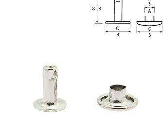 RIVET TUBULAIRE avec double calotte - Acier Nickelé - Lot de 100