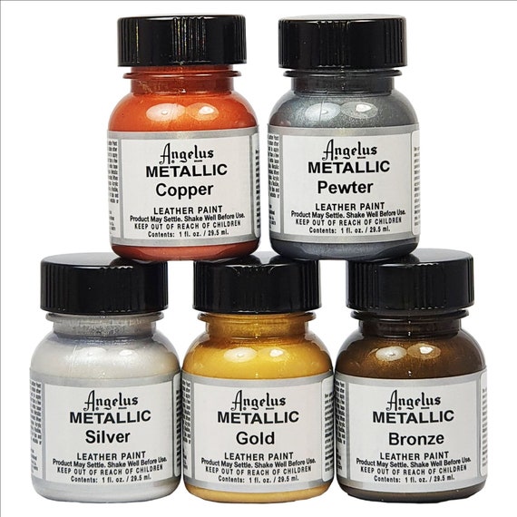 Angelus Metallic Acrylic Leather Paint 1oz Pewter