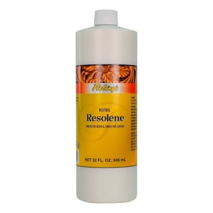 May include: A white plastic bottle of Fiebing's Neutral Resolene Protective Acrylic Finish for Leather. The bottle is 32 fluid ounces or 946 milliliters.