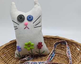 Ginger the Flower Cat handmade cat stuffie plushie