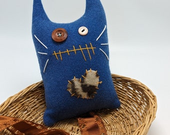 Zane the Blue Zombie Cat handmade stuffie cat