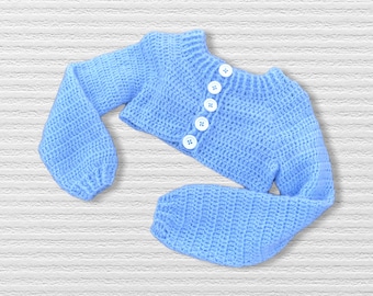 Baby Blue Mohair Super Cropped Cardigan