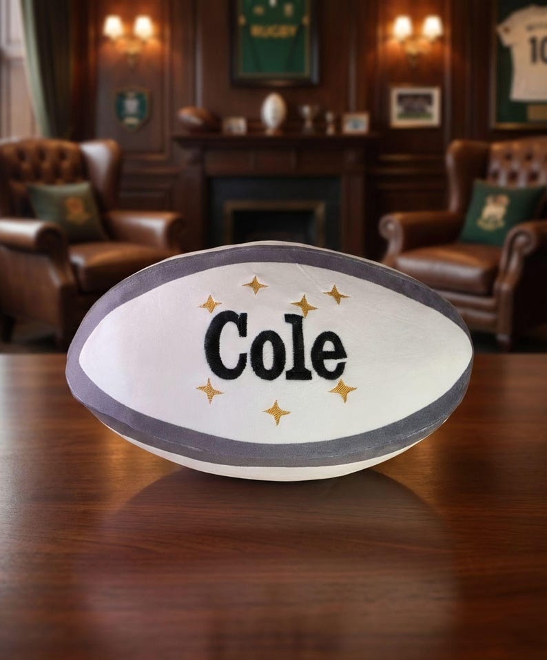 Personalised Plush Rugby Ball With Stars | Custom Name Gift | Rugby ...